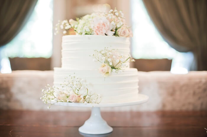 2 layer floral wedding cakes