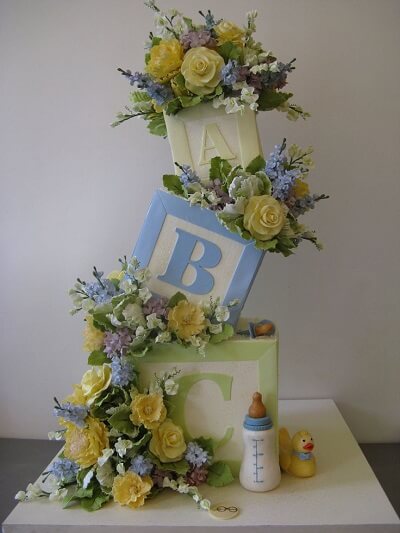 a b c floral baby shower cake