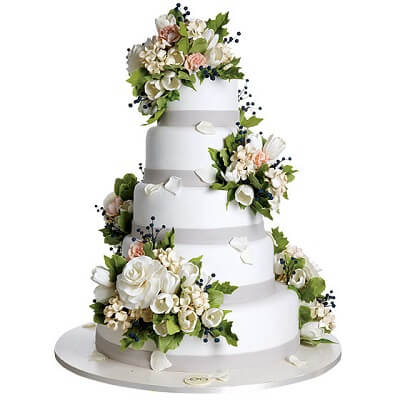 5 tier floral cake