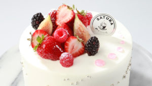 White Satura Cake with berries on top