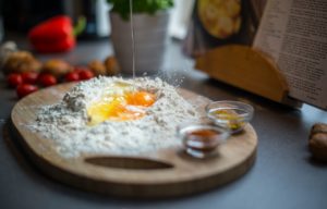 Photo of a cake flour with an egg