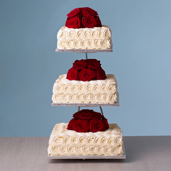 Pauls Bakery 3 Tier Wedding Cake roses icing design