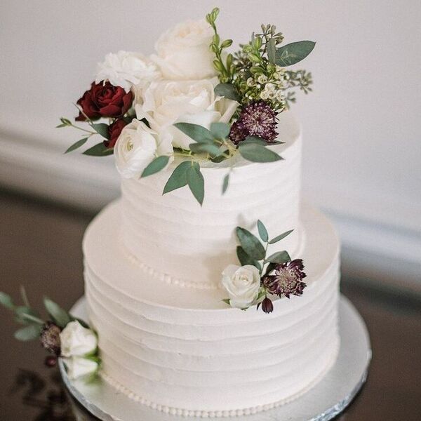 White Wedding Cake at Peters Bakery